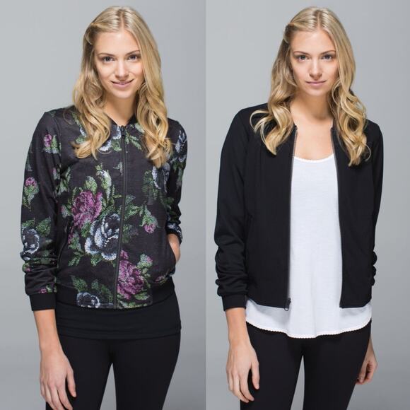 Lululemon Party Bomber Jacket in Garden Party smooth/black - Picture 1 of 13